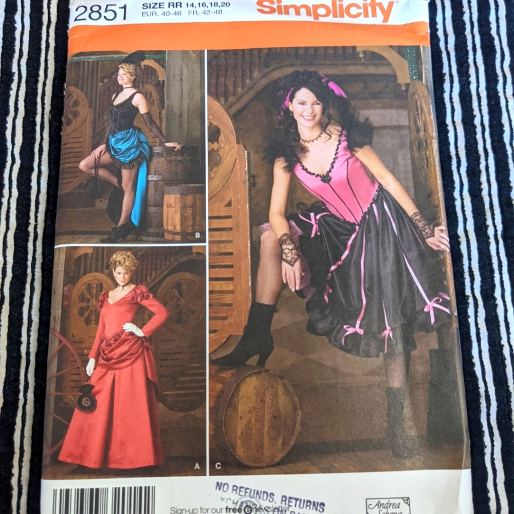 Simplicity 2851 Size RR 14,16,18,20 Combo Costume Pattern ONLY